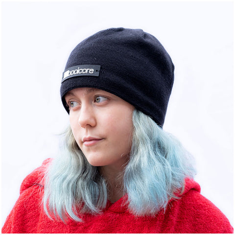 black knit comfort head wear headband with red dry change robe