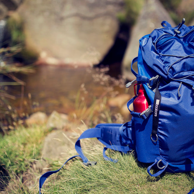 booicore key strap in pocket of blue rucksack