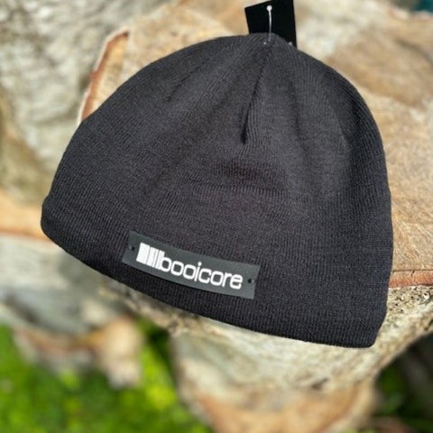 close up of warm knit thermal headband fleece beanie