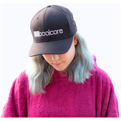 black flexfit baseball cap athletic shape with wool like texture