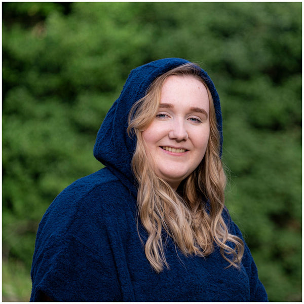 Young woman wearing hooded towel robe warm cotton from booicore