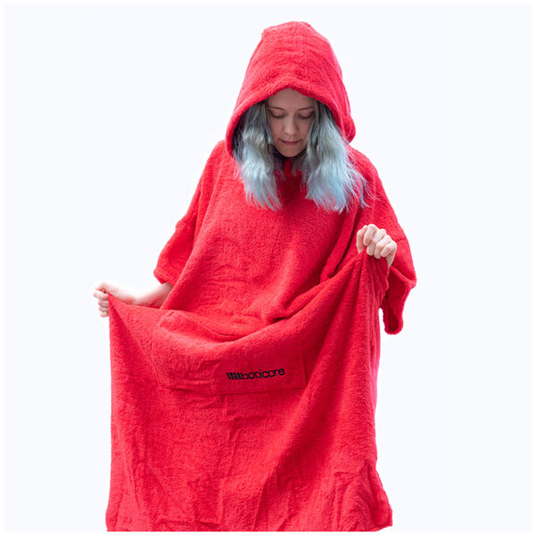Hooded Cotton Towel robe in red