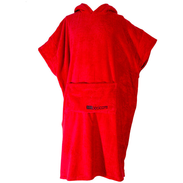 Front view of the Red robe from booicore short sleeve pocket hood