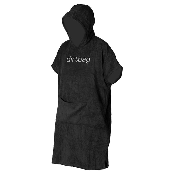 front image of black limited edition dirtbag change dry robe cotton booicore